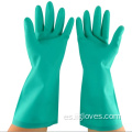 Guantes de nitrilo de trabajo resistente a los productos químicos de la industria verde